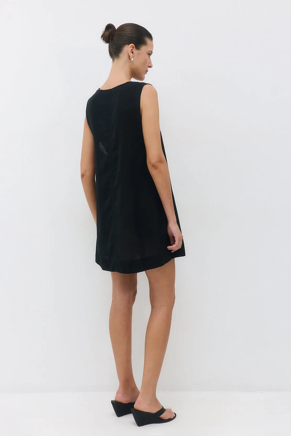 Linen V Neck Mini Dress sold by Dé Rococo product image thumbnail 5