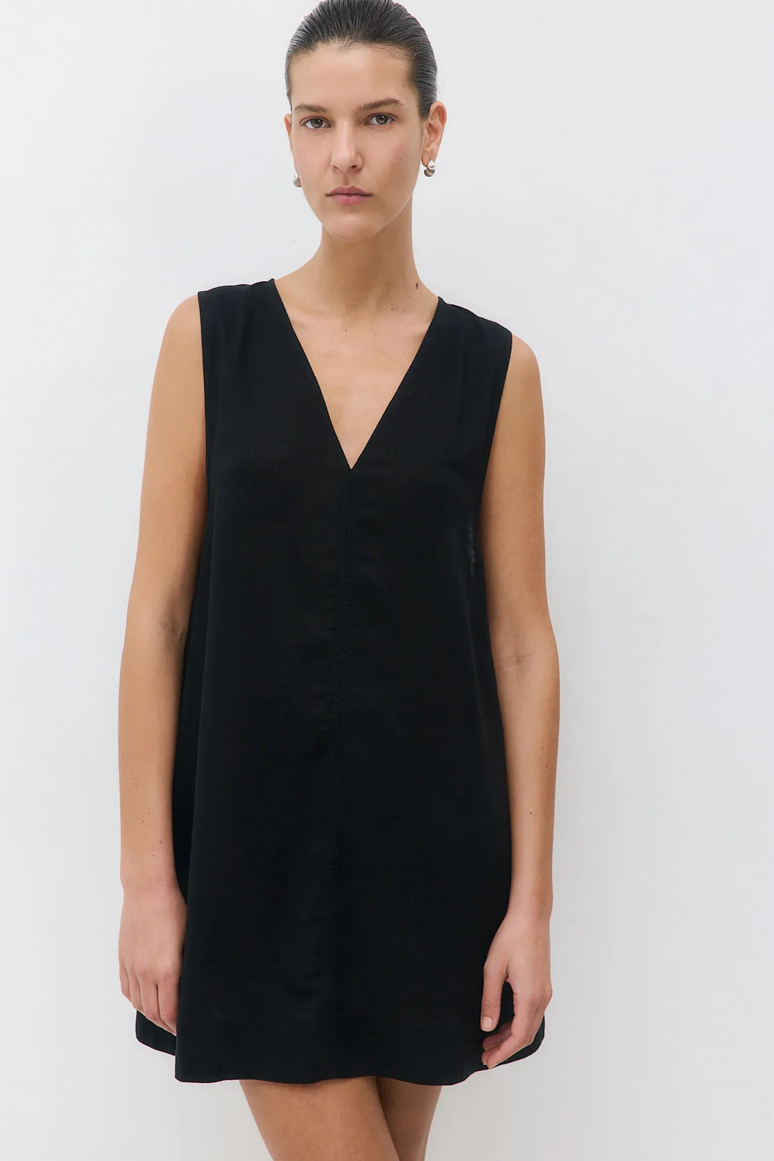 Linen V Neck Mini Dress sold by Dé Rococo product image thumbnail 2