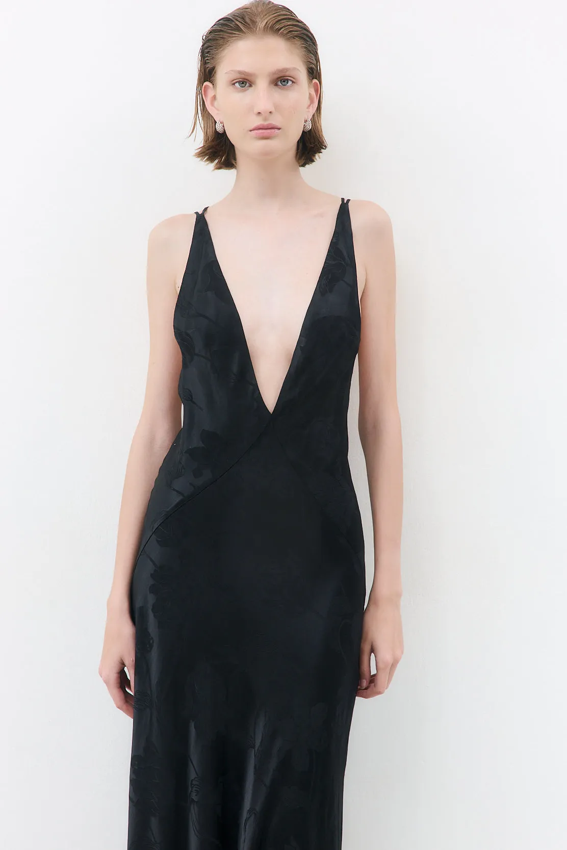 Deep V Satin Maxi Dress sold by Dé Rococo product image thumbnail 3