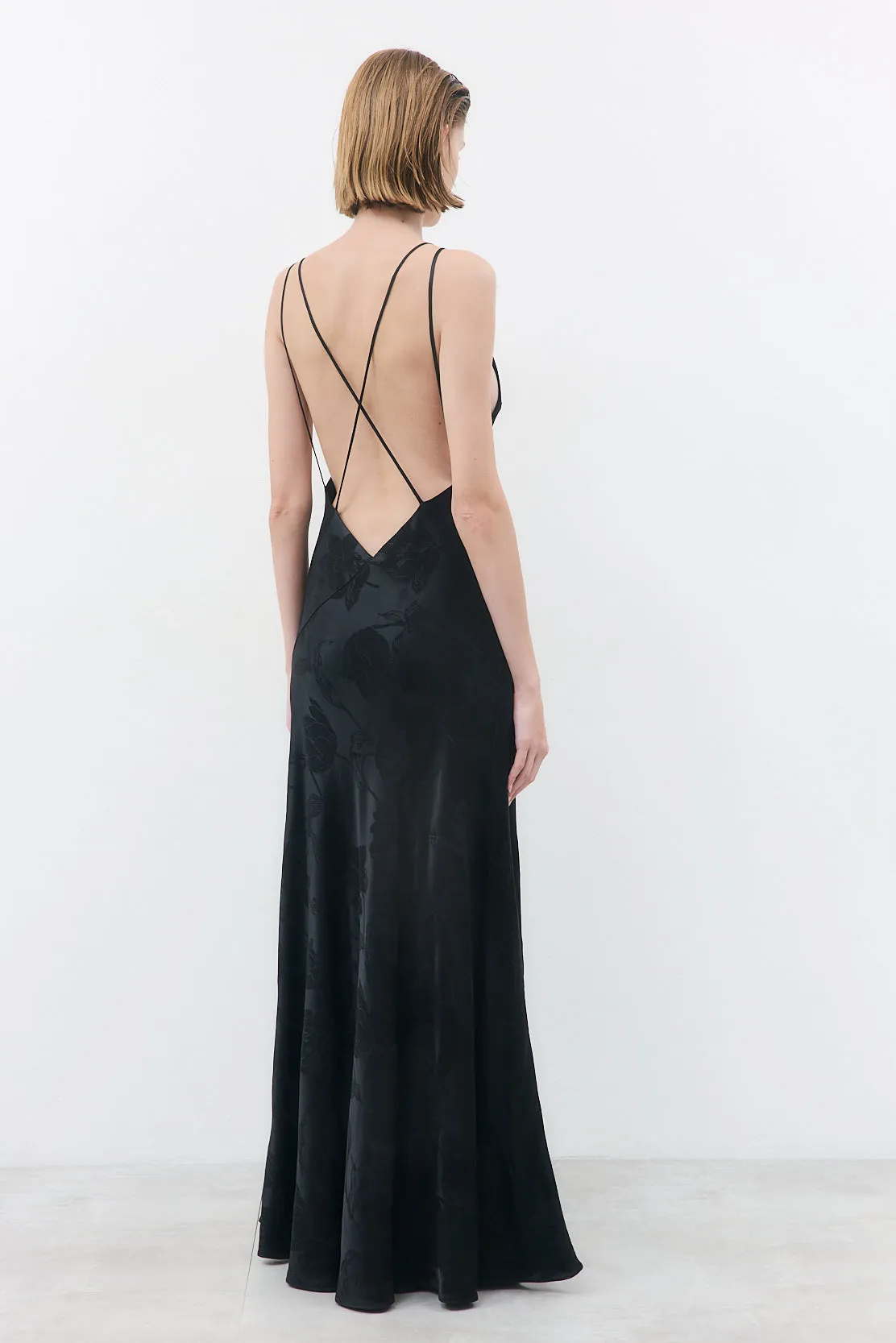 Deep V Satin Maxi Dress sold by Dé Rococo product image thumbnail 5