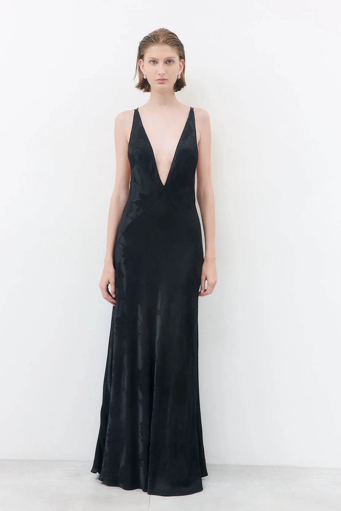 Deep V Satin Maxi Dress sold by Dé Rococo product image thumbnail 2