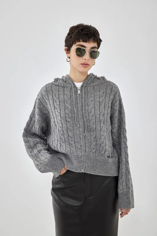 Cable-Knit Zipped Sweater made by Dé Rococo