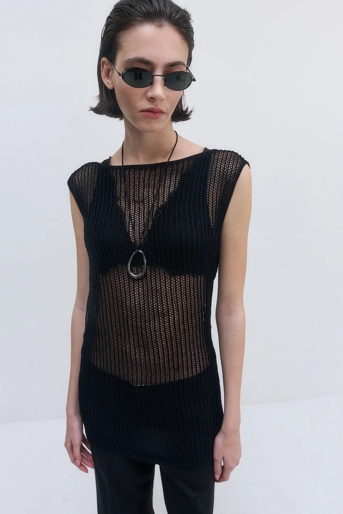 Crochet Boatneck Tank sold by Dé Rococo product image thumbnail 3