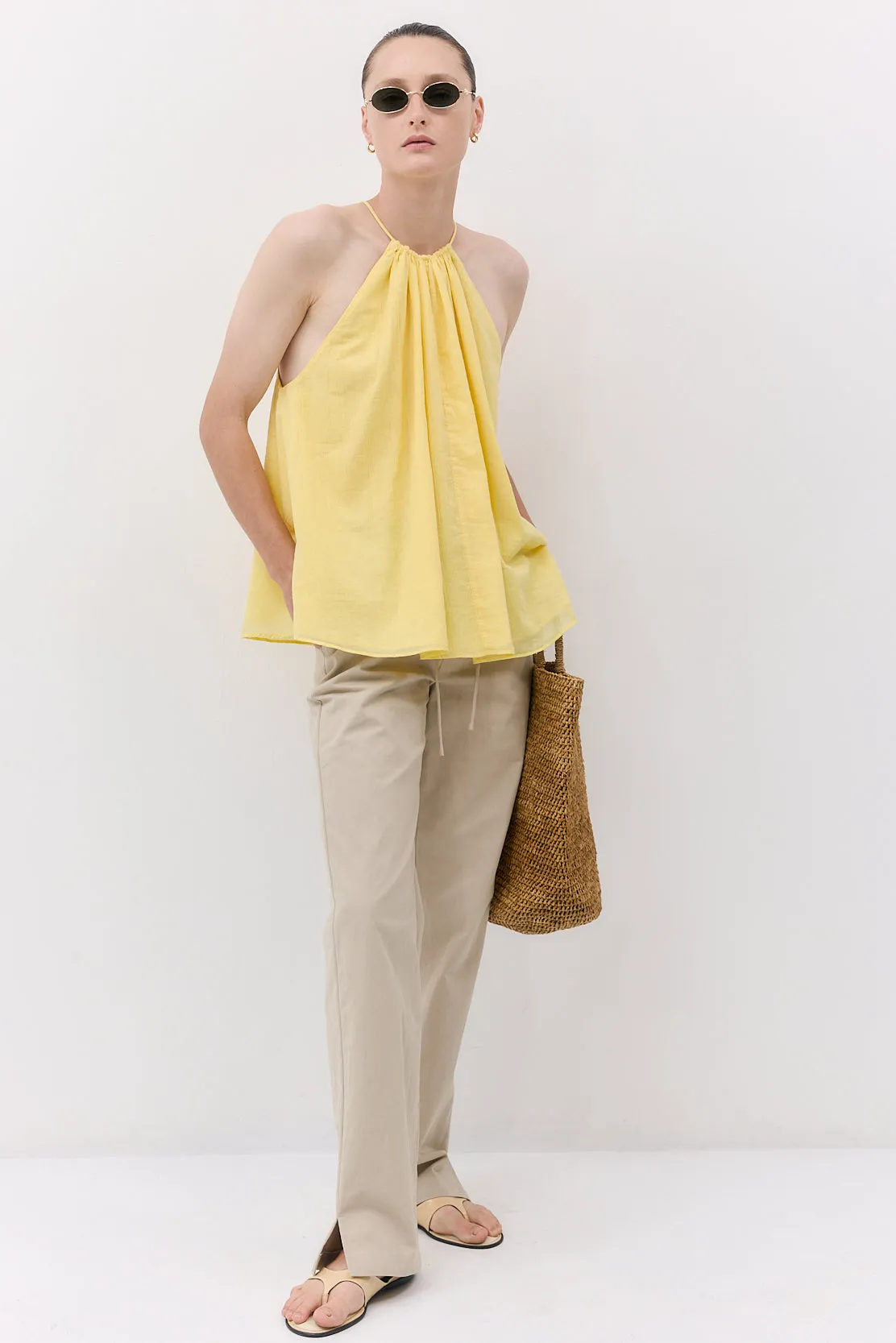Mid Waist Cotton String Pants sold by Dé Rococo