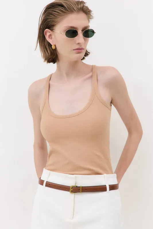 Ribbed Scoop Neck Tank made by Dé Rococo