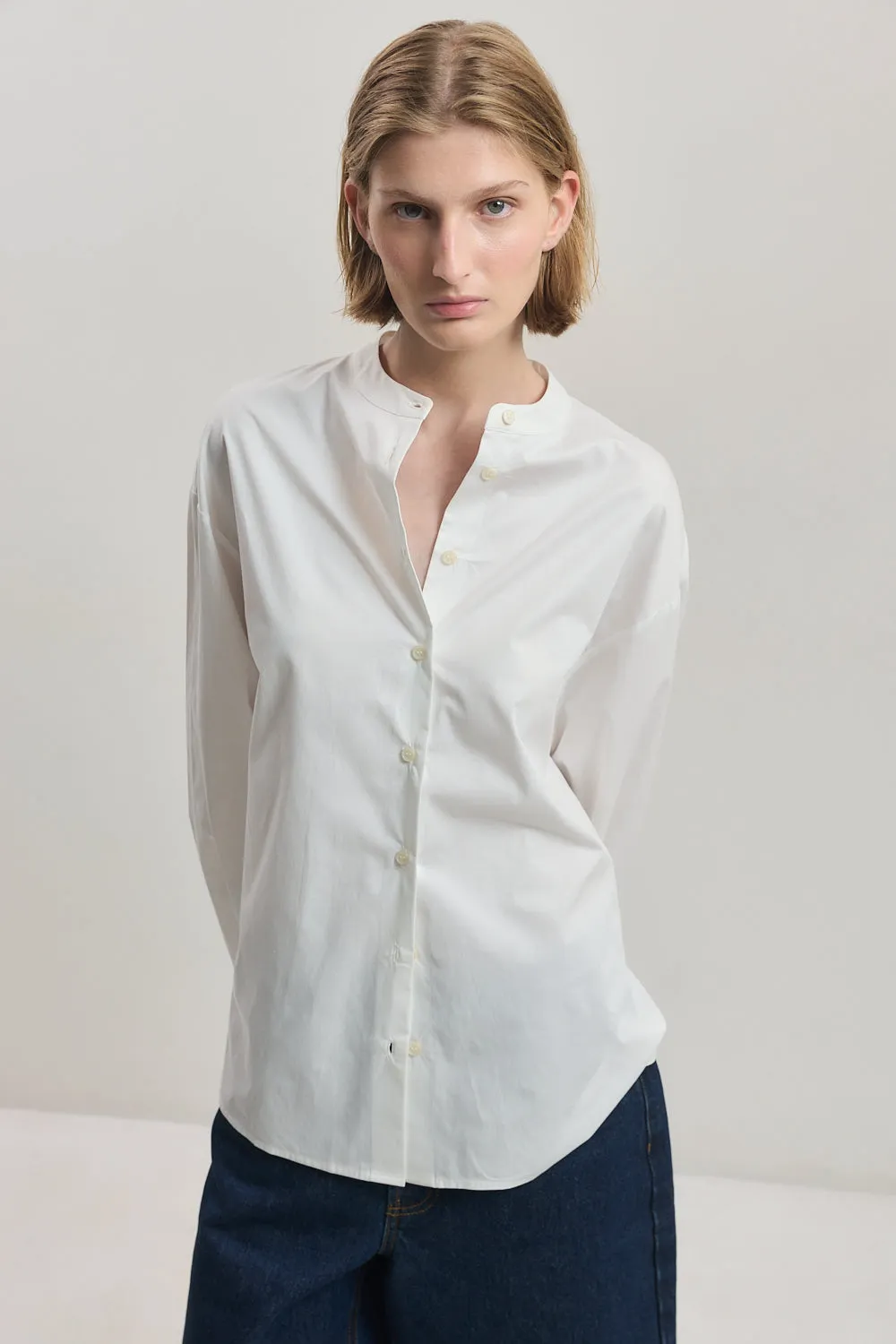 Mandarin Collar Poplin Shirt sold by Dé Rococo product image thumbnail 3