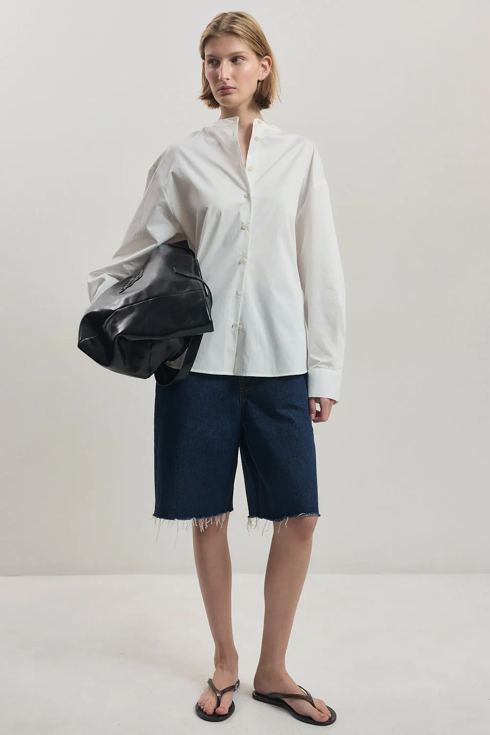 Mandarin Collar Poplin Shirt sold by Dé Rococo