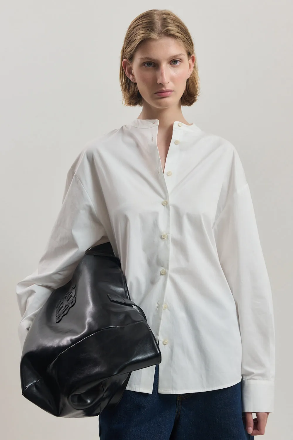 Mandarin Collar Poplin Shirt sold by Dé Rococo product image thumbnail 2