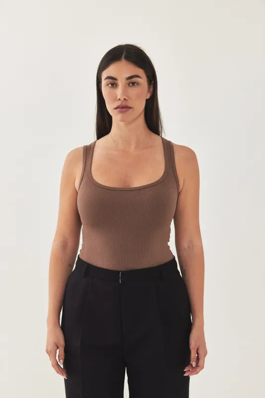 Square Neck Ribbed Tank Top made by Dé Rococo
