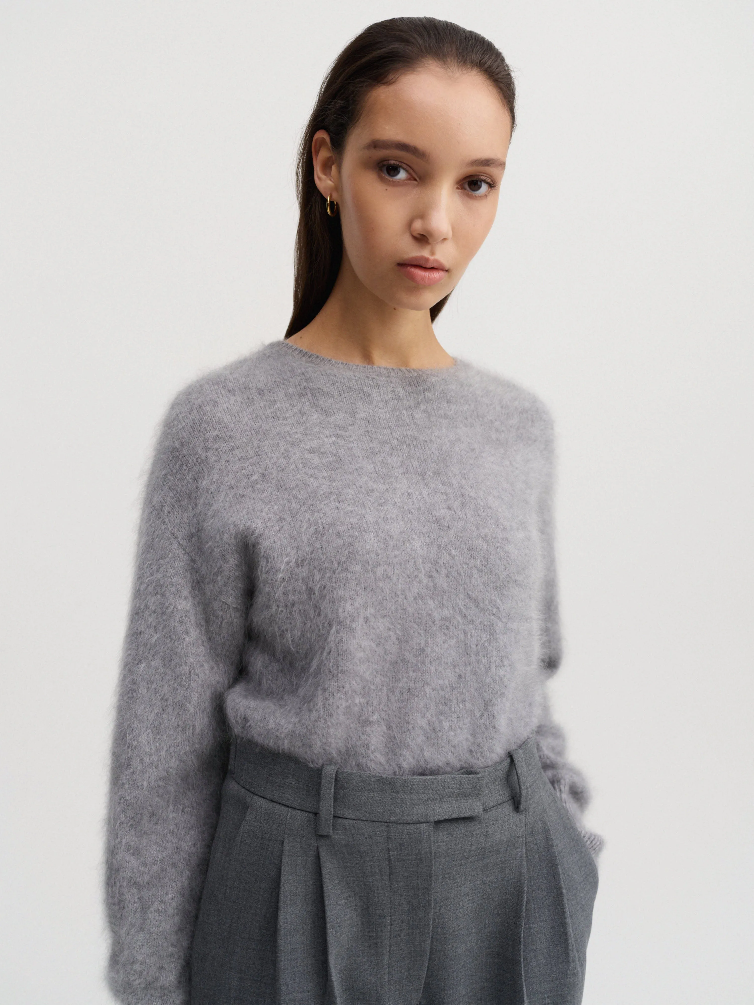 Zoe Brushed Crewneck Sweater, grey sold by Almada Label product image thumbnail 2
