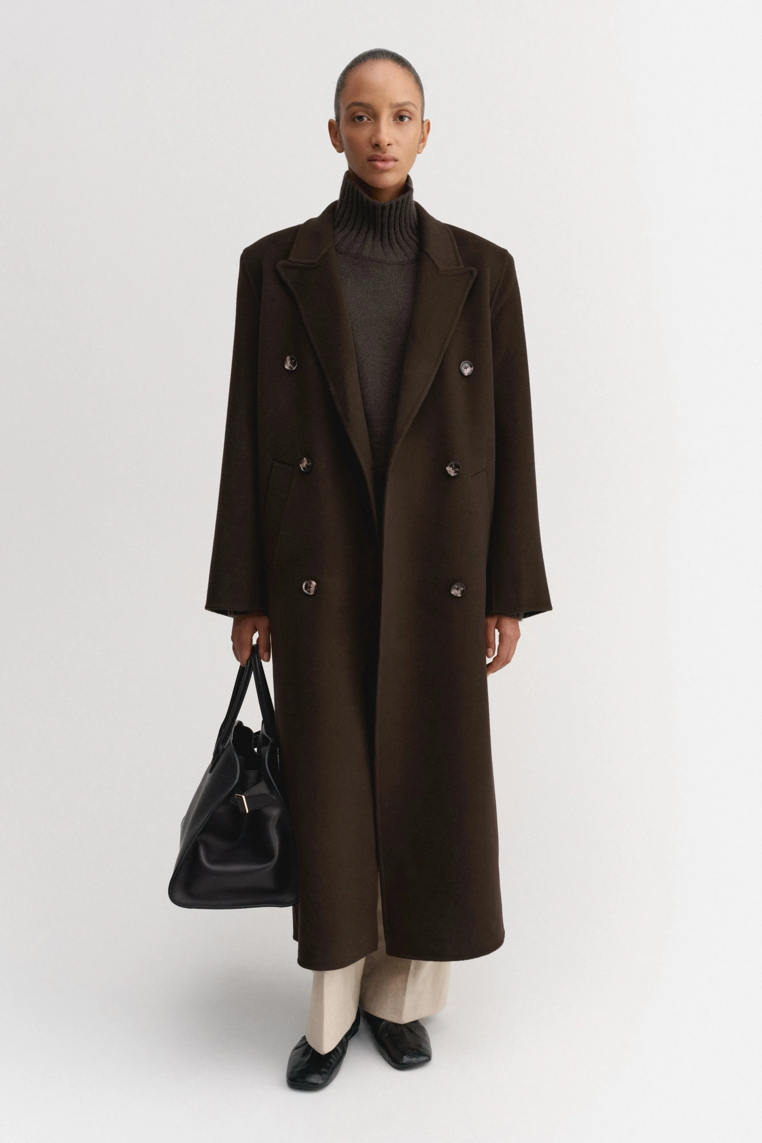Deja Doublé Coat, chocolate sold by Almada Label