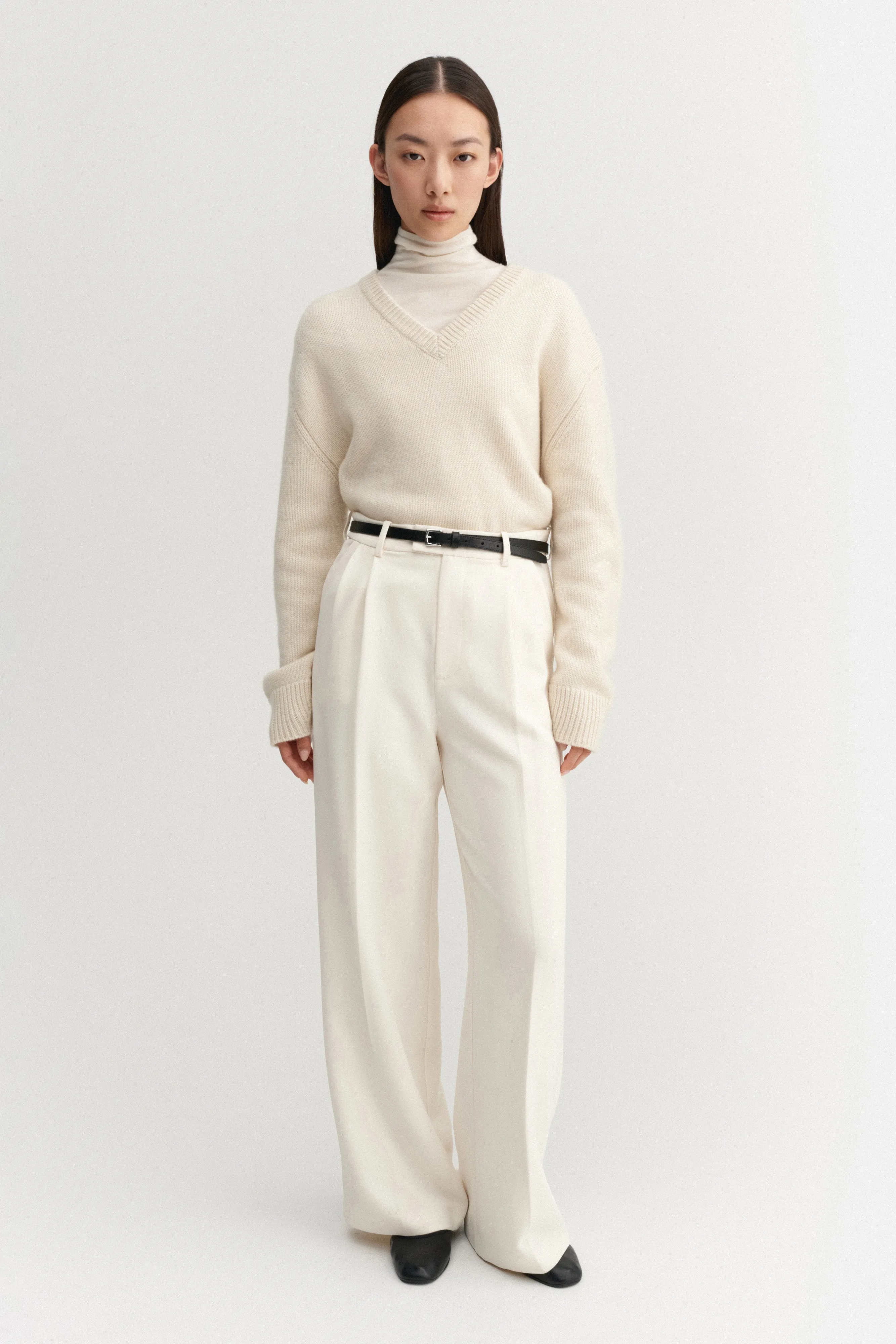 Yara V-Neck Sweater, vanilla sold by Almada Label