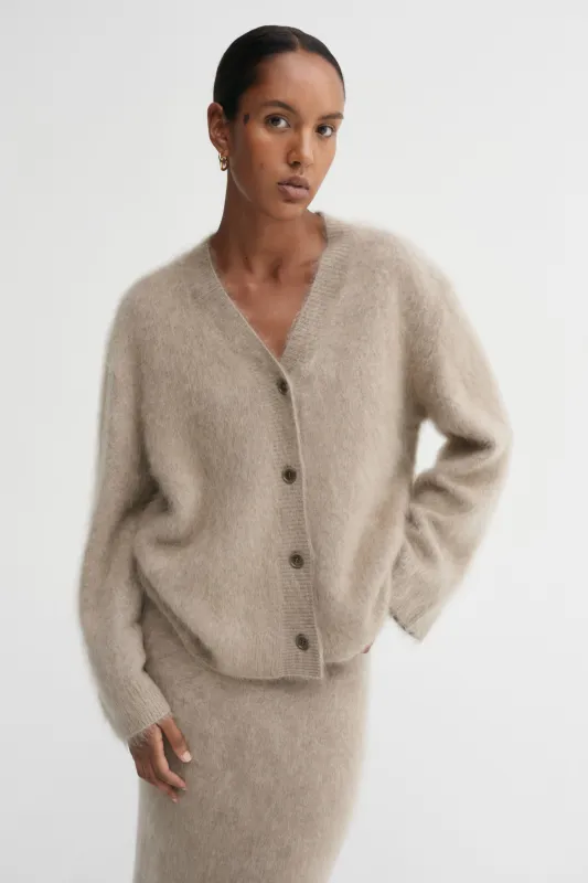 Macy Cardigan, nougat sold by Almada Label