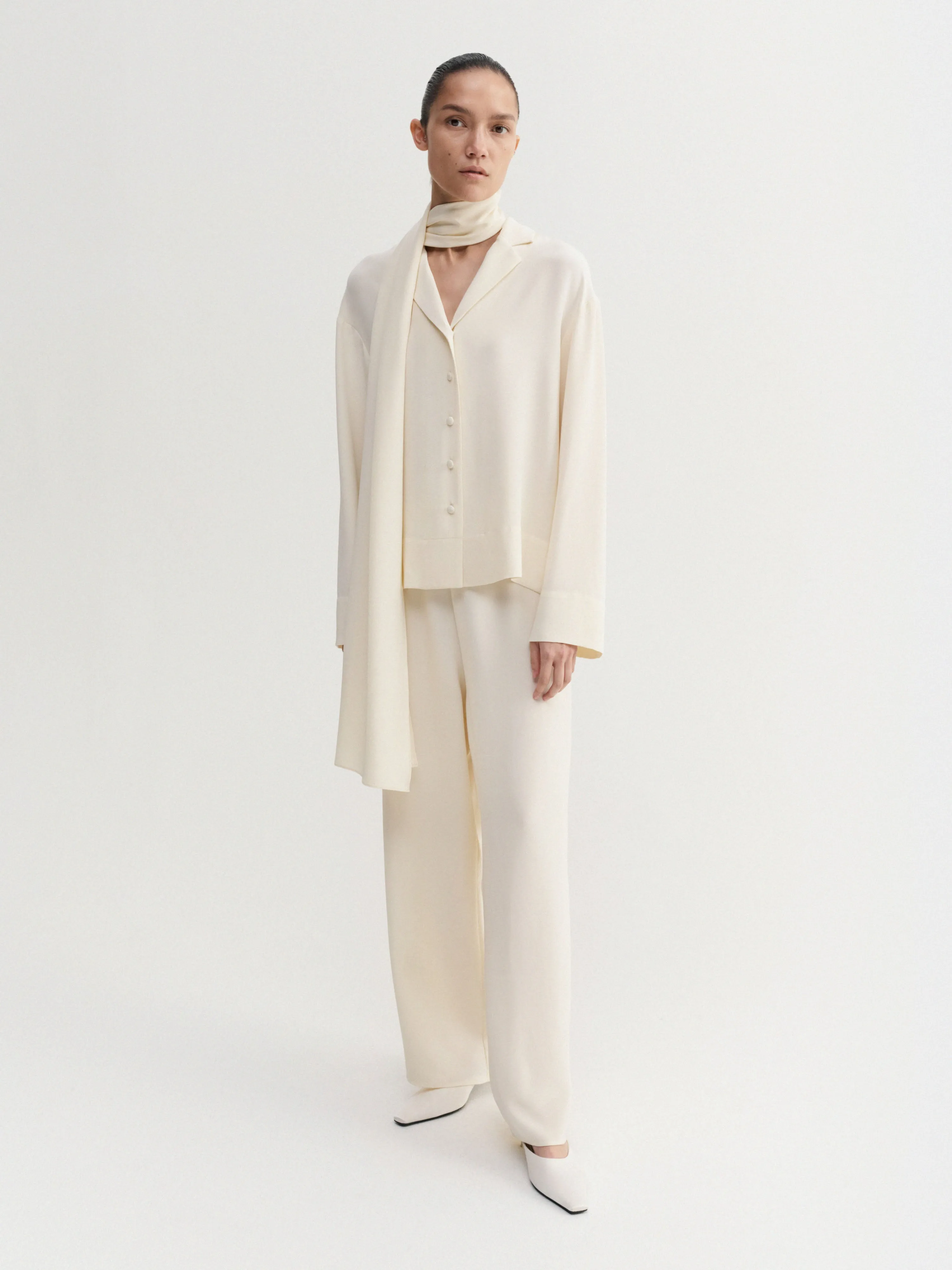 Philine Silk Pants, vanilla sold by Almada Label