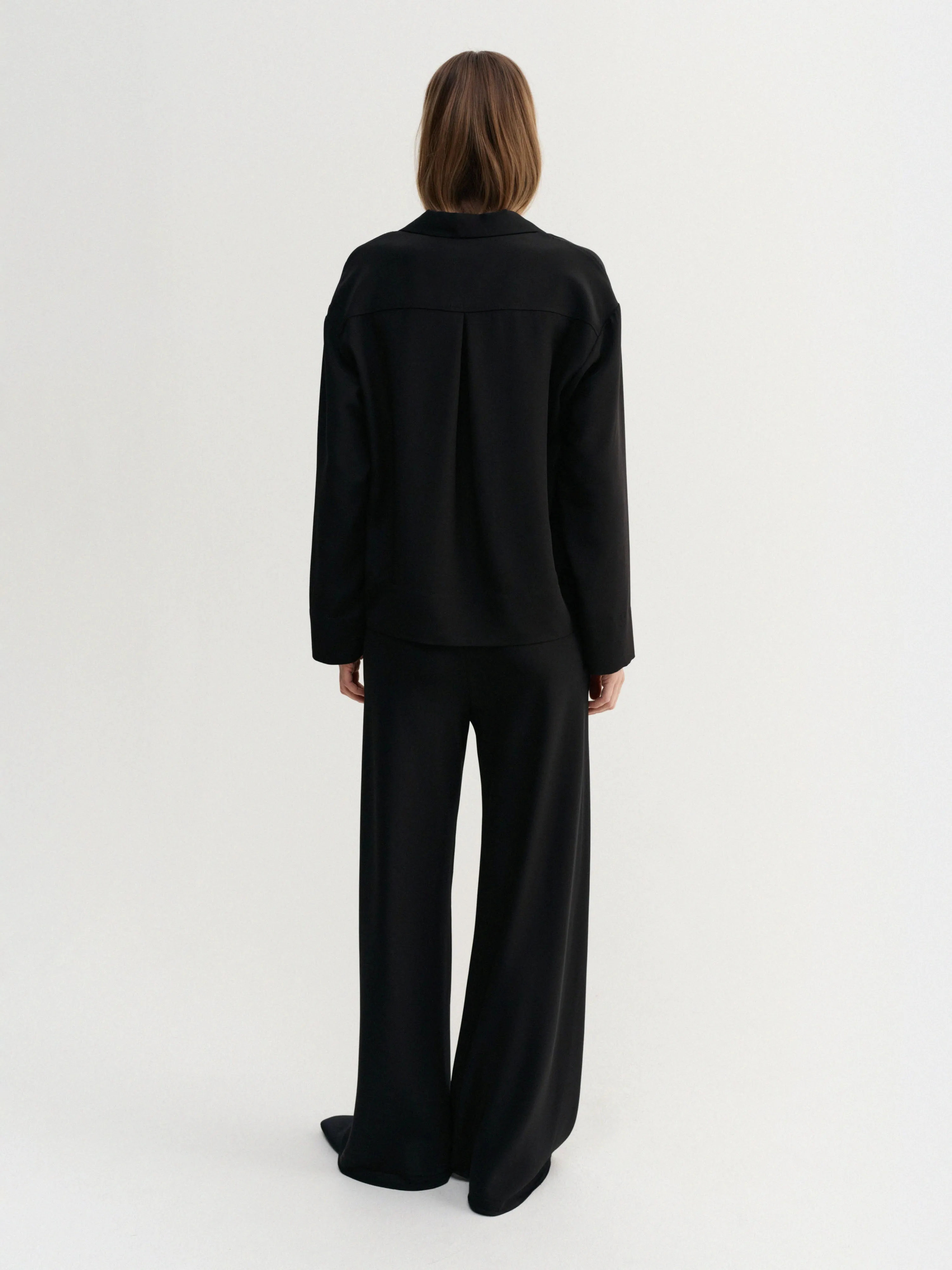 Leia Silk Shirt, black sold by Almada Label product image thumbnail 3