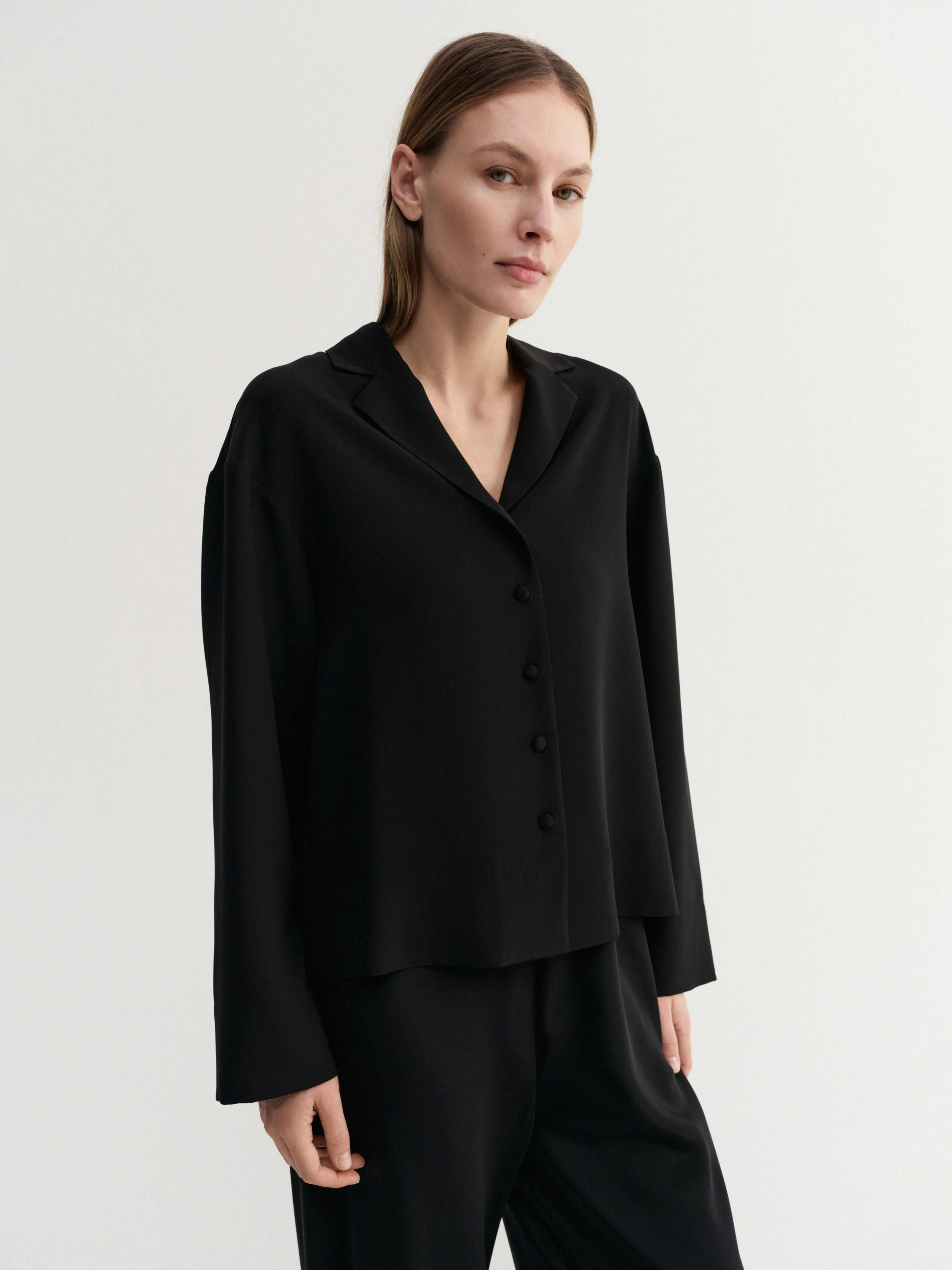 Leia Silk Shirt, black sold by Almada Label product image thumbnail 2