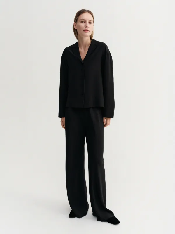 Leia Silk Shirt, black made by Almada Label