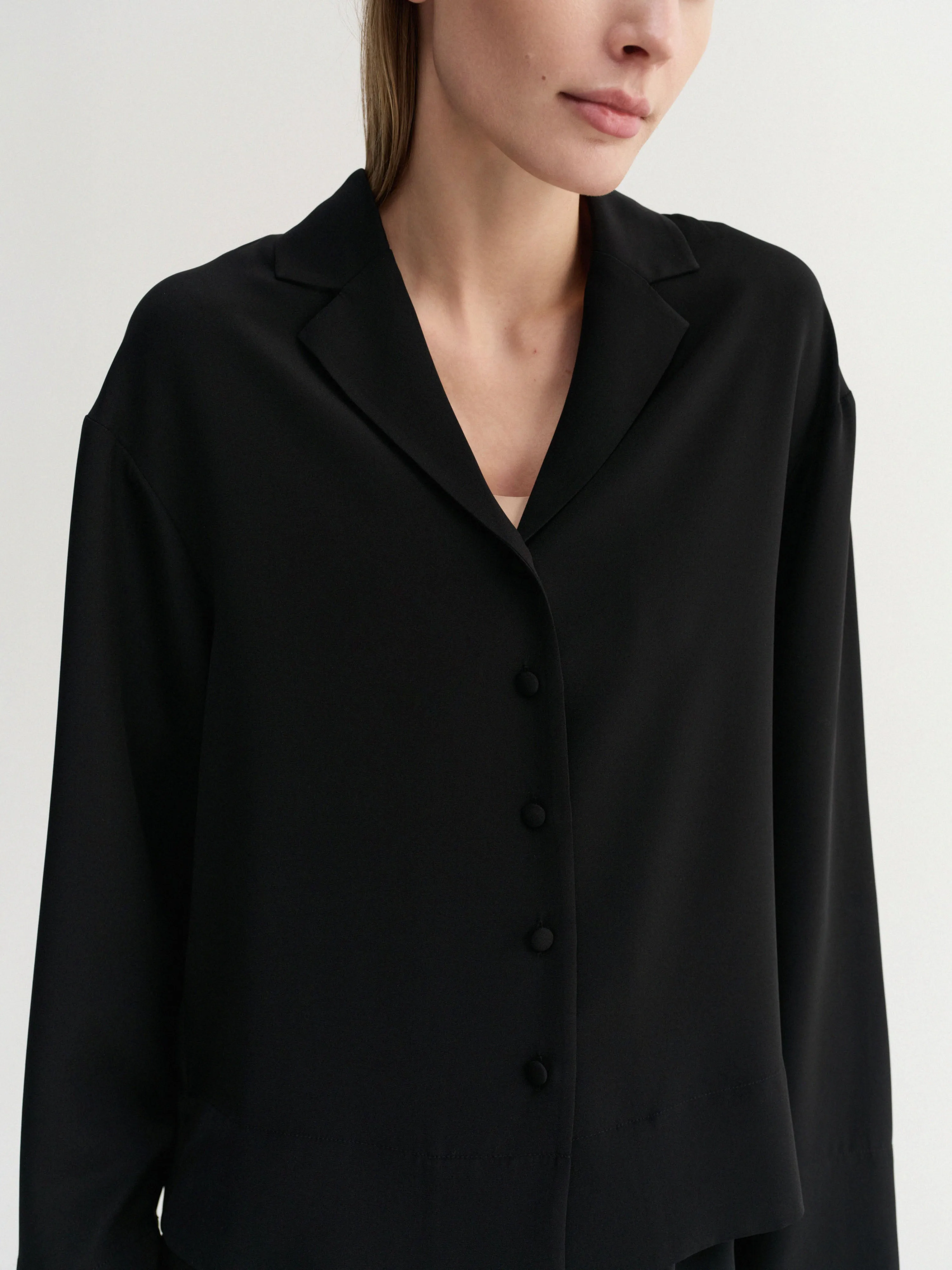 Leia Silk Shirt, black sold by Almada Label product image thumbnail 4