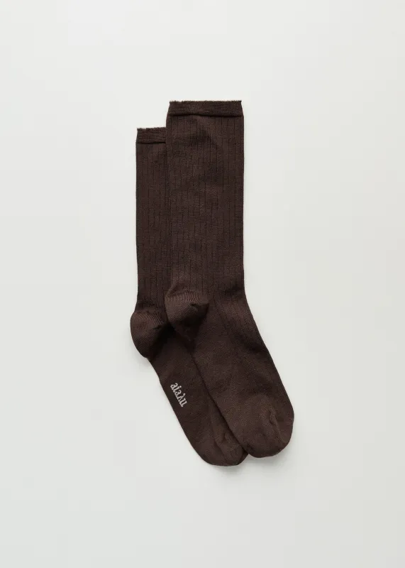 Silk rib socks | Walnut made by aiayu