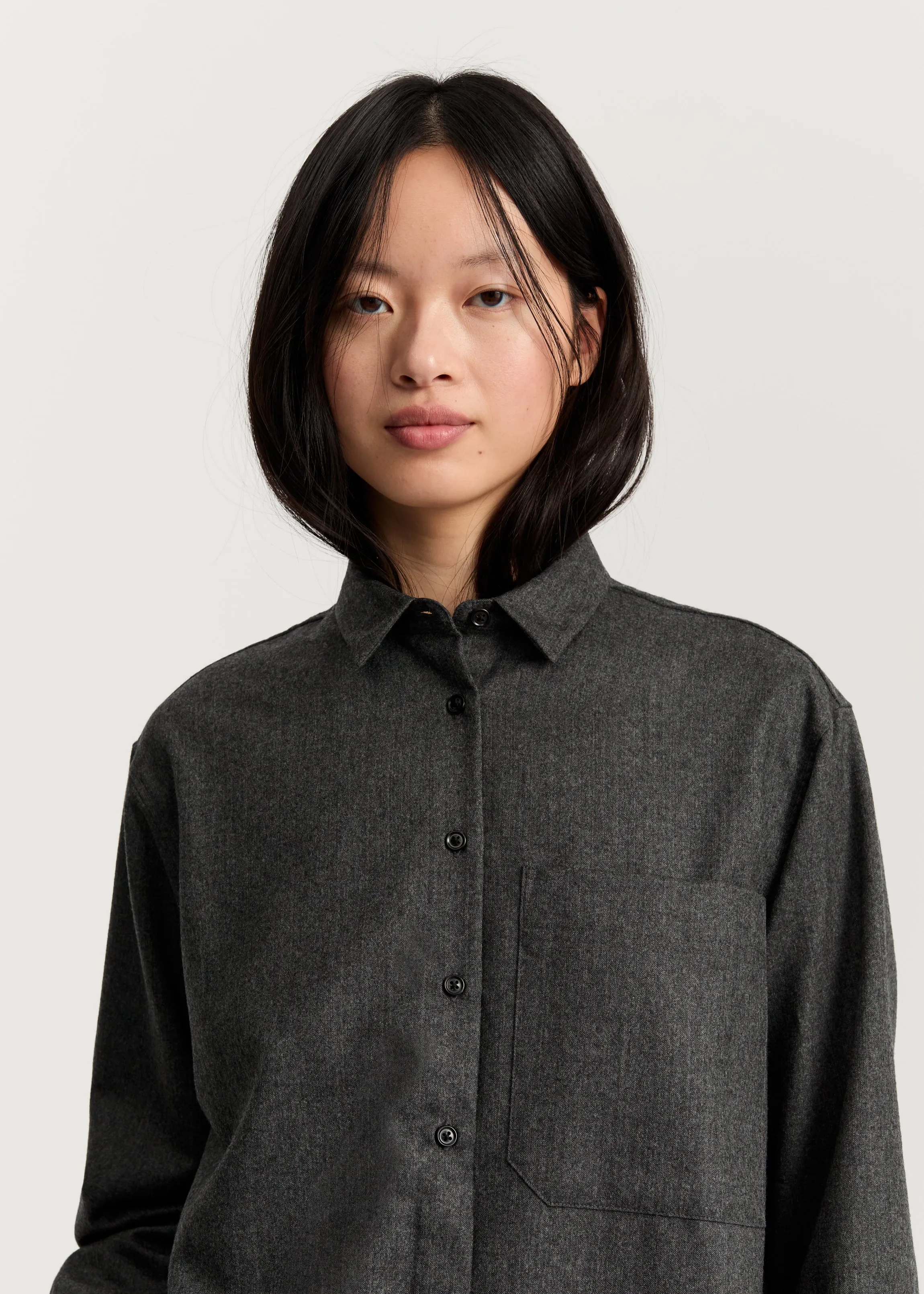 Lynette shirt – fine wool | Dark Grey sold by aiayu product image thumbnail 3