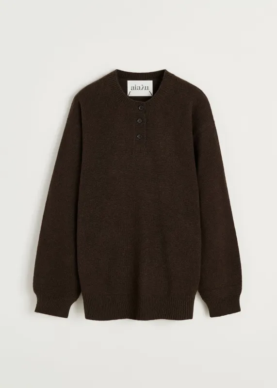 Franco sweater – yak | Pure Dark Brown made by aiayu