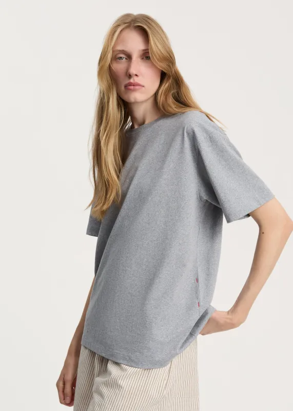 Classic circular tee melange | Grey Melange made by aiayu