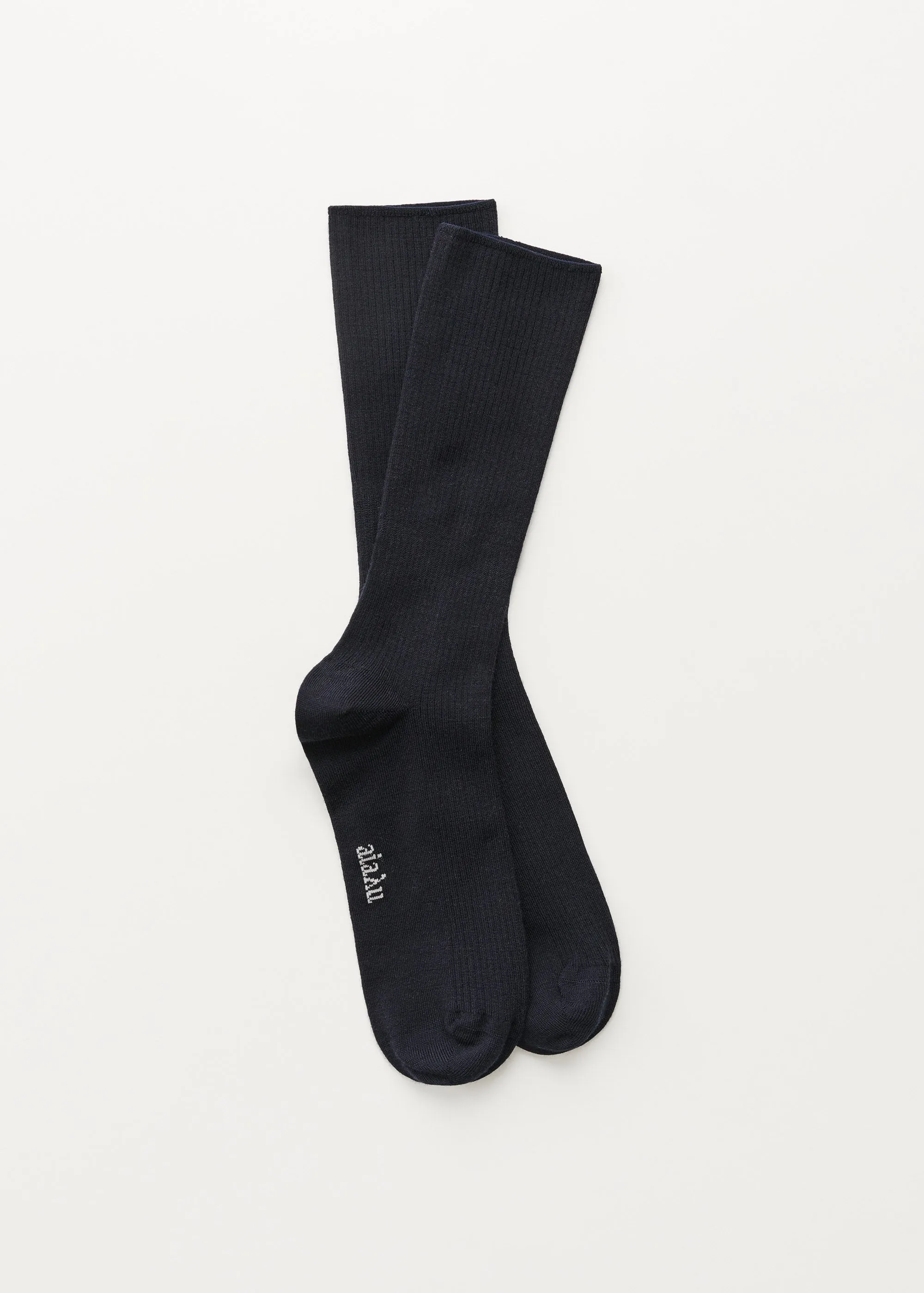 Wool rib socks | Navy sold by aiayu product image thumbnail 2