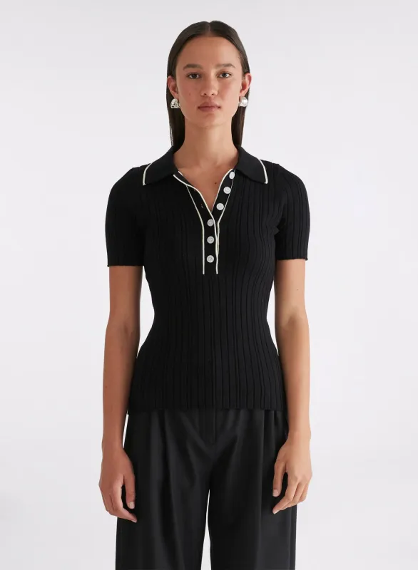 ZORA TOP (BLACK W/ SILENCE TRIM) made by ANNA QUAN
