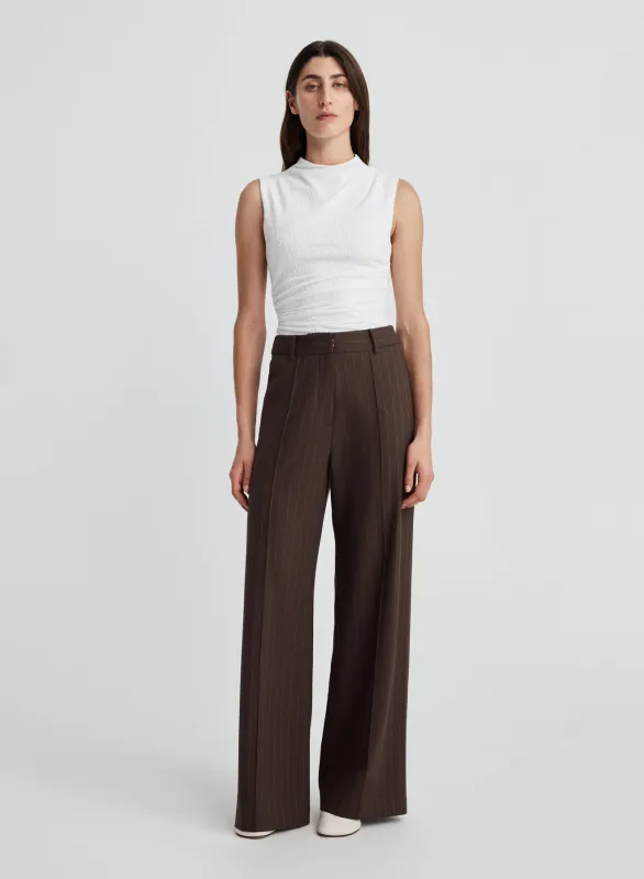 ADAM PANTS (BROWN CHALK STRIPE) made by ANNA QUAN
