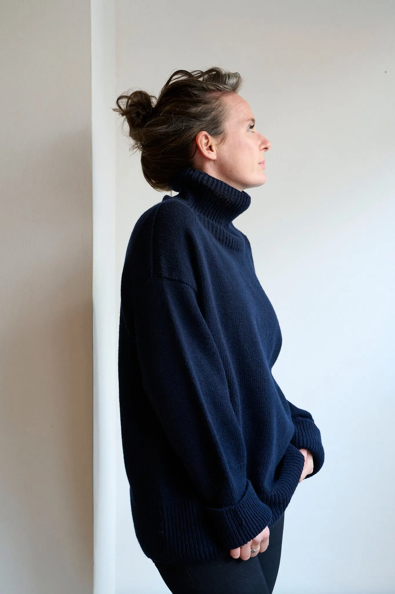 Womens drop shoulder roll neck long sleeve jumper sold by Freight HHG