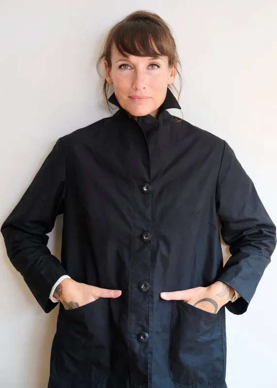 Black Dry wax Duster Coat made by Freight HHG