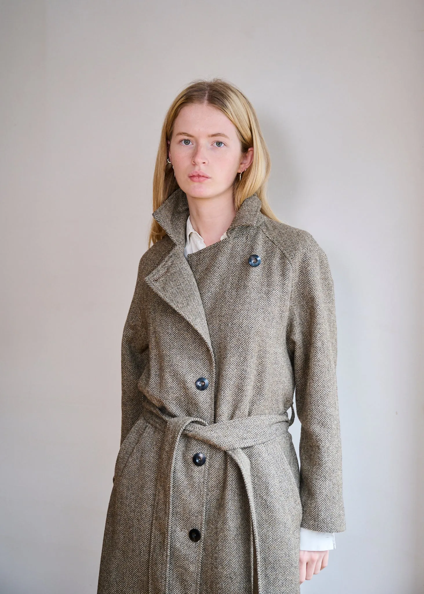 Women's Light Woollen Coat in Herringbone sold by Freight HHG product image thumbnail 2