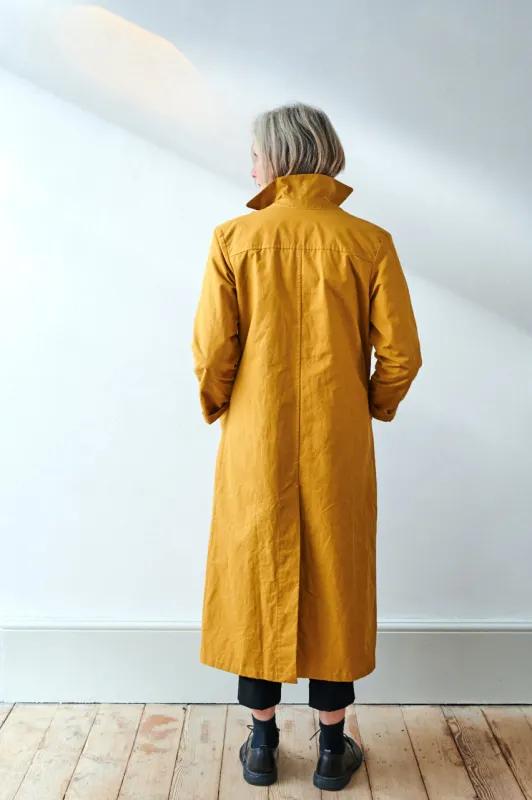 Women's Dry Waxed Duster Coat in Cumin made by Freight HHG