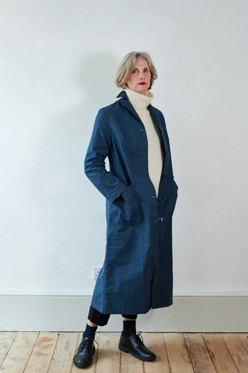 Women's Dry Waxed Duster Coat in Indigo sold by Freight HHG product image thumbnail 5