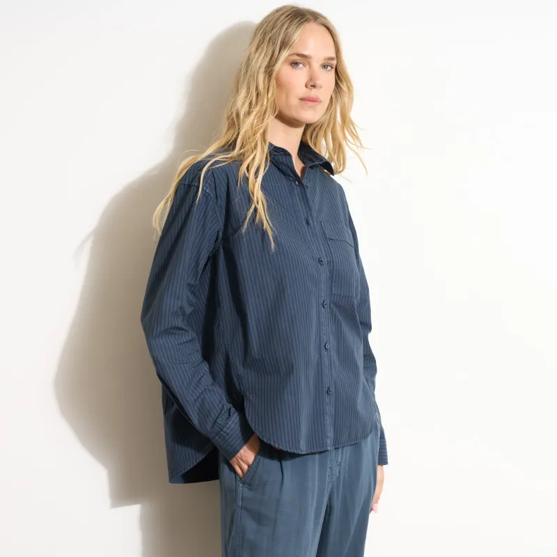 Elliott Oversized Stripe Poplin Shirt made by rowan