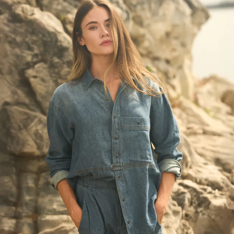 Celeste Oversized Japanese Denim Shirt made by rowan