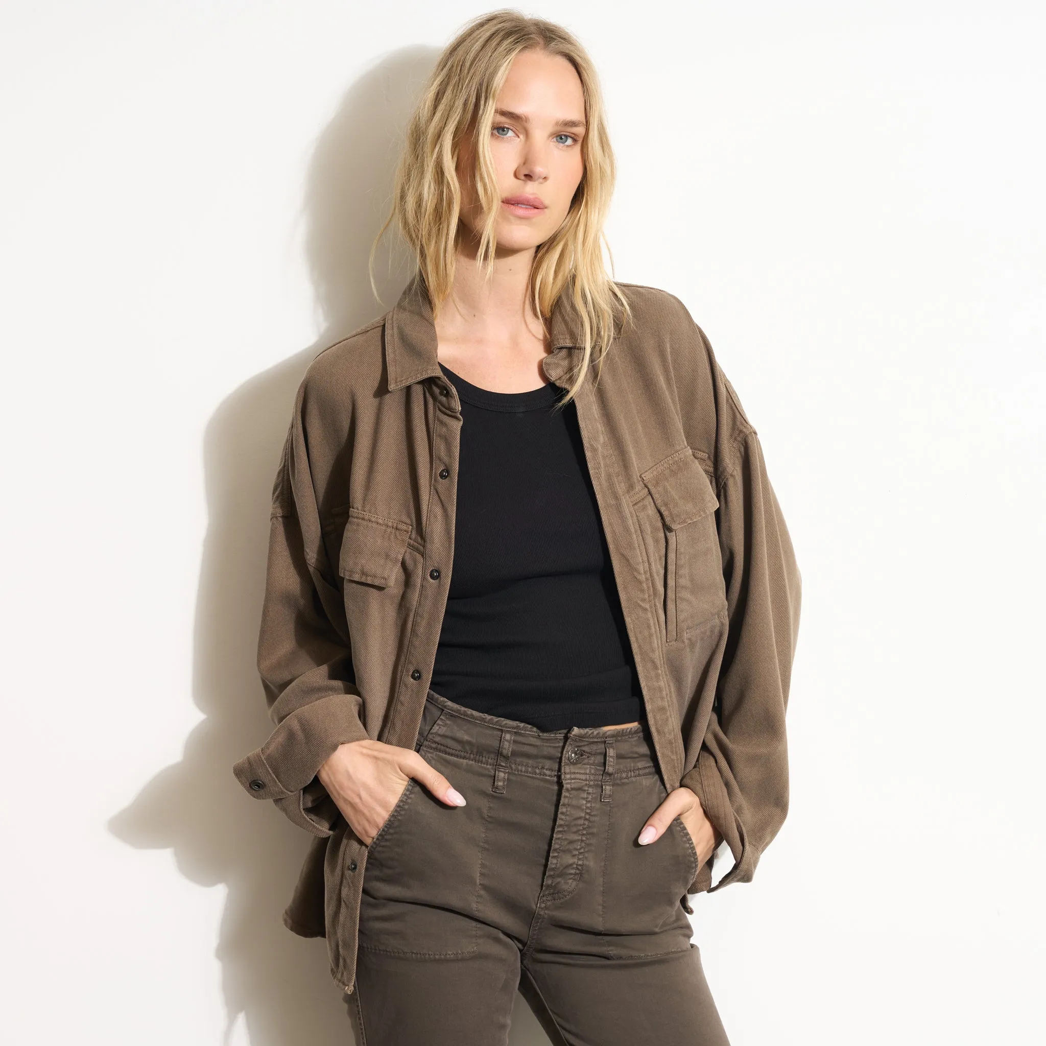 Odette Drape Denim Twill Shirt Jacket sold by rowan product image thumbnail 4