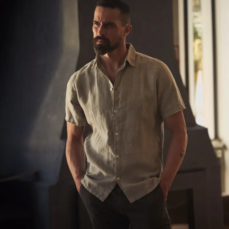 Lyons Short Sleeve Linen Shirt made by rowan