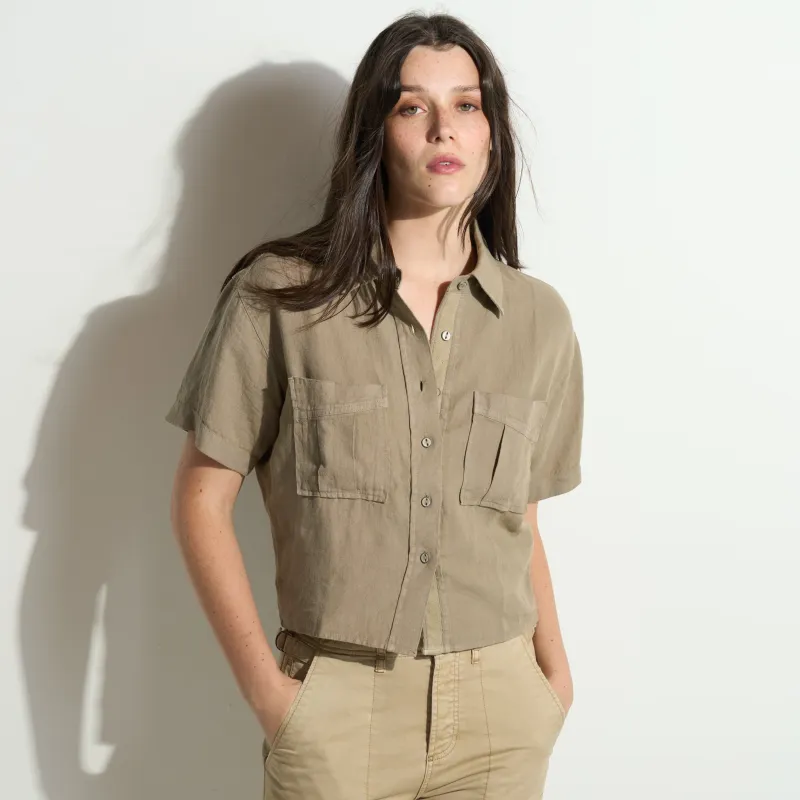 Sloane Short Sleeve Linen Blouse made by rowan