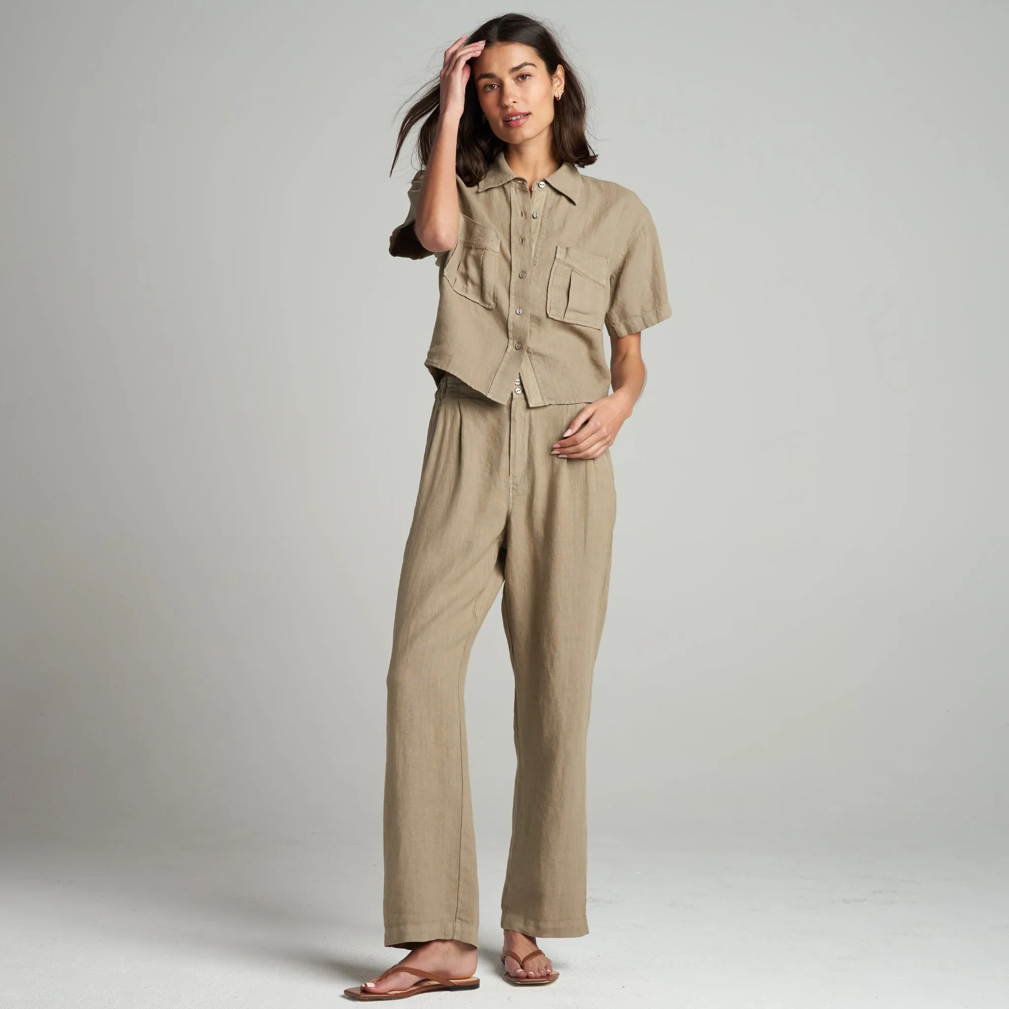 Sloane Short Sleeve Linen Blouse sold by rowan product image thumbnail 3