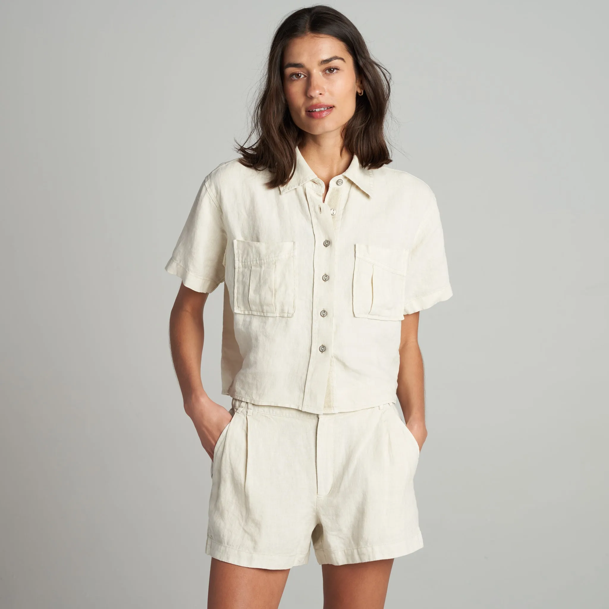 Sloane Short Sleeve Linen Blouse sold by rowan product image thumbnail 5