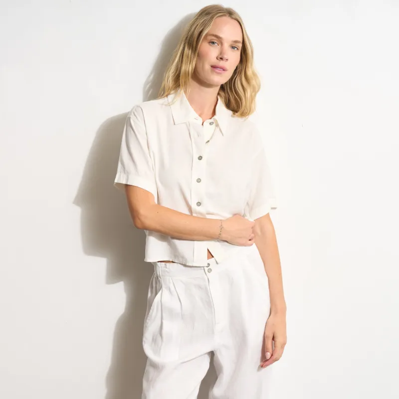 Violet Short Sleeve Linen Shirt made by rowan
