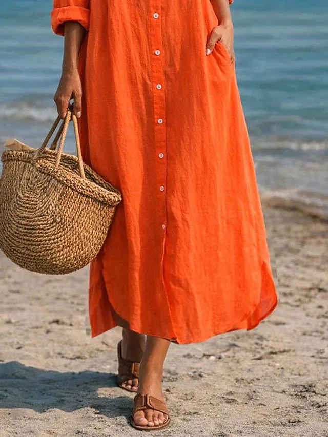 Lorraine | Relaxed Button Midi Dress sold by Rowan Toronto product image thumbnail 3