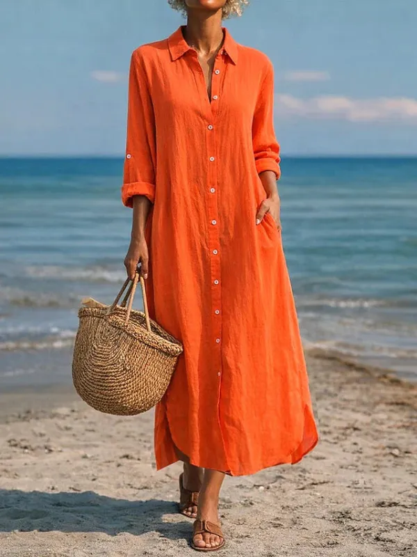 Lorraine | Relaxed Button Midi Dress made by Rowan Toronto