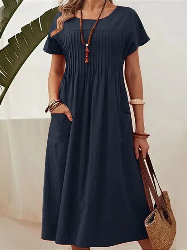 Dorien | Pleated Midi Dress made by Rowan Toronto