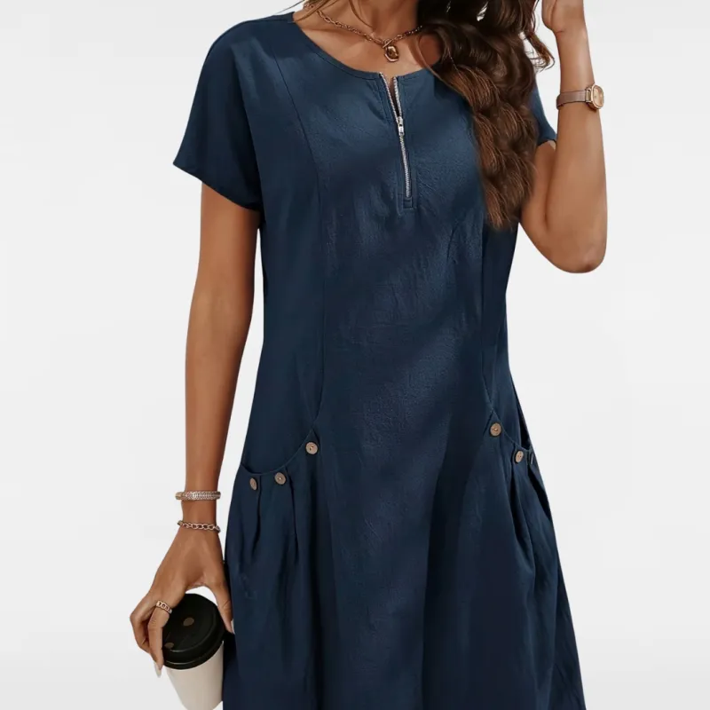 Delia - The Delia Zip-Front Cotton Dress With Pockets made by Rowan Toronto