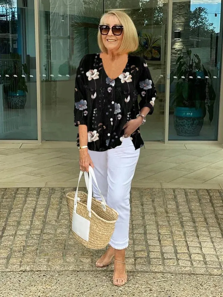 DELILAH | STYLISH FLORAL BUTTONED BLOUSE sold by Rowan Toronto