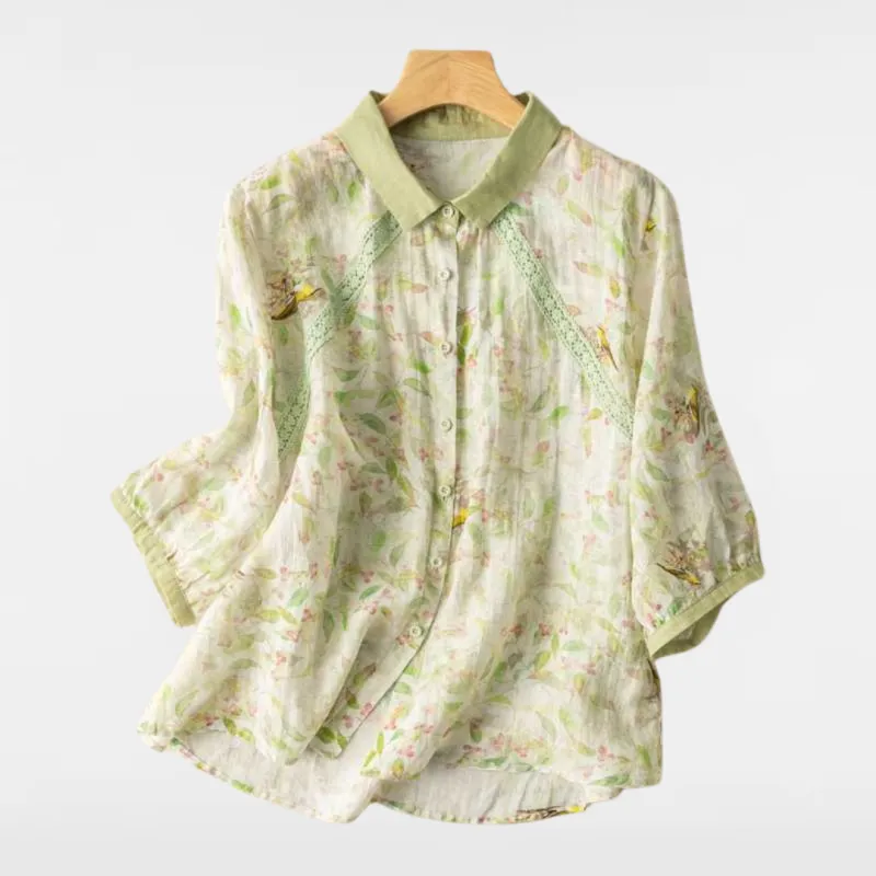 NICOLE | LONG SLEEVED CASUAL LINEN BLOUSE made by Rowan Toronto