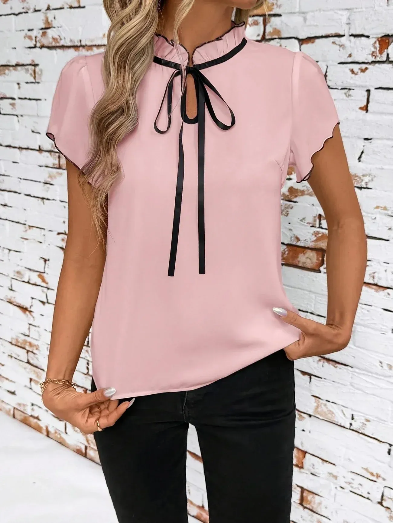 ROSEMARY | ELEGANT FLUTTER SLEEVES BLOUSE sold by Rowan Toronto product image thumbnail 4