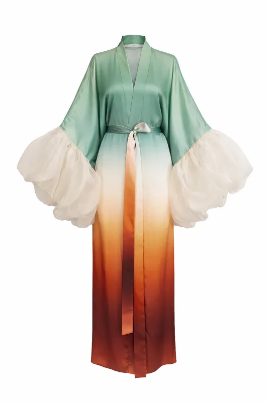 Spice Gradient Wilted Sleeve Robe (Made to Order) made by Fe Noel